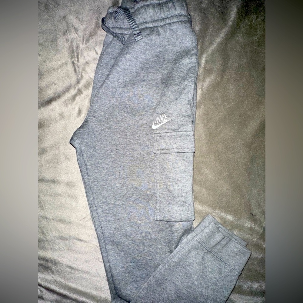 Boy’s Large grey sweats with cargo pockets on each side. Super soft & like new!